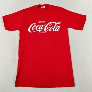 Vintage Coca Cola Downerwear Shirt Mens Medium Red Enjoy Coke Graphic Tee 80s